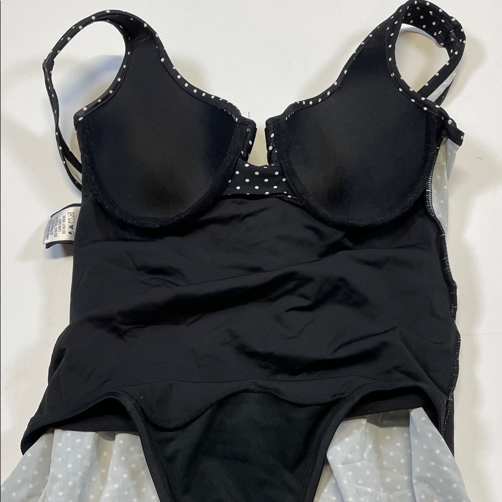 Shore Shapes Black White Polka Dot Swim Dress  Size 8 - Picture 5 of 7
